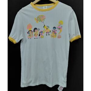 Disney It's a Small World Graphic Print T-Shirt White Knit-See Measurements